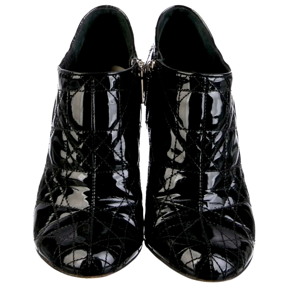 Christian Dior Patent Leather Ankle Boots Black